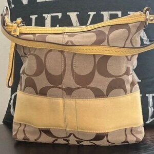 Coach Brown and Yellow Shoulder Bag EUC